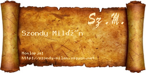 Szondy Milán névjegykártya