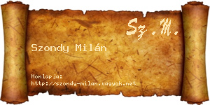 Szondy Milán névjegykártya