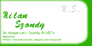 milan szondy business card